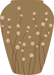 Contemporary ceramic vase with simple floral pattern reflecting minimalist interior design trends, creating a stylish and elegant atmosphere