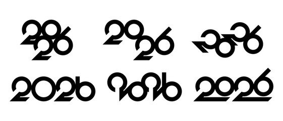 Set of 2026 logo number for New Year celebration. 2026 design number icons. Vector illustration isolated on white background.