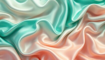 Obraz premium Luxurious soft pastel silk fabric with mint and peach gradient colors