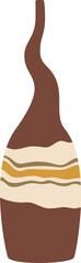 Featuring a modern brown ceramic vase with a wavy neck and horizontal stripes, showcasing minimalist design and neutral colors, enhancing home decoration with style and elegance