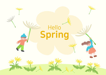 Spring and dandelions illustrations image