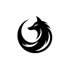 Majestic Fox Logo: Circular Design, Black and White Vector Graphic. Perfect for branding, wildlife, nature, and animal-themed projects.