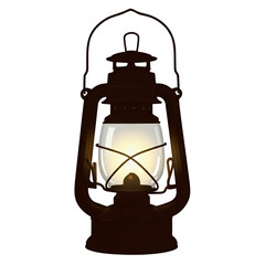 Vintage Oil Lantern Glowing in Dark Night Antique Metal Design Warm Light Illumination old lamp     