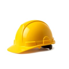 Fototapeta premium Yellow Construction Hard Hat Isolated on White Background - Safety Equipment for Construction Workers