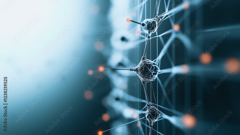 Poster neural network connection: a mesmerizing abstract illustration of a neural network, with interconnec