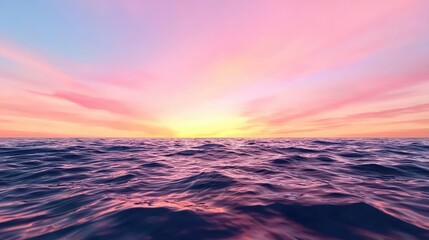 Fototapeta premium Sunset over ocean waves nature idea. A stunning sunset over the ocean, with vibrant pink and orange hues illuminating the sky.
