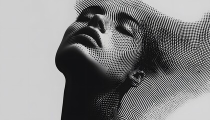 Abstract Halftone Portrait Of A Woman With Eyes Closed