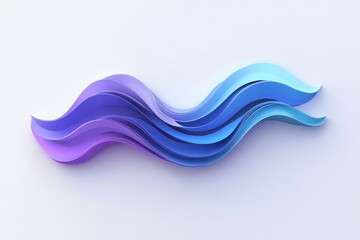 Abstract blue and purple wavy lines on white background.