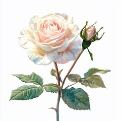 Fototapeta premium Delicate pink rose with budding flower.