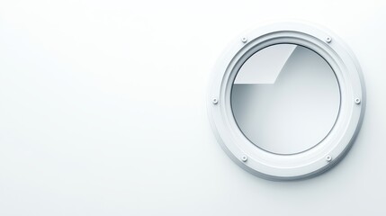 Fototapeta premium A striking image of an isolated yacht's porthole, featuring sleek modern design and transparent glass, elegantly set against a pristine white background
