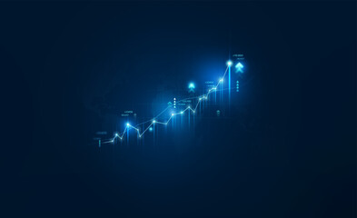 Fototapeta premium Investment finance chart,stock market business and exchange financial growth graph. 