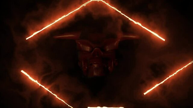 skull animation with fire pentagram effect