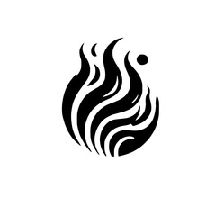 Abstract Black and White Flame Design: Modern, Minimalist Graphic Art