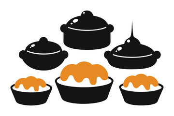  A Collection of Various Yorkshire Pudding Silhouettes, Adorable Food, Hawaii Character, and Bakery Art - Vector Illustration on White Background