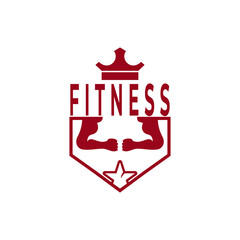 Best Fitness and Gym Logo Design Vector. Crown with shield and strong hand vector logo