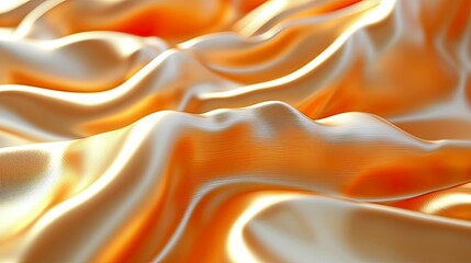 Obraz premium Golden Silk Fabric Texture: Luxurious, Elegant Drapery, Abstract Background, Smooth Waves, Shiny Surface, Fashion Design, Warm, Bright, and Graceful Style