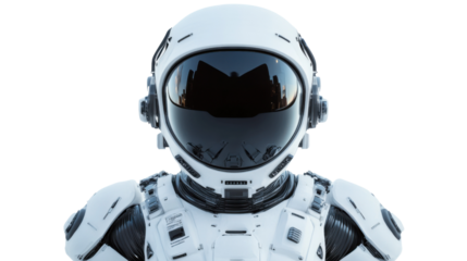 Astronaut wearing futuristic spacesuit with transparent background