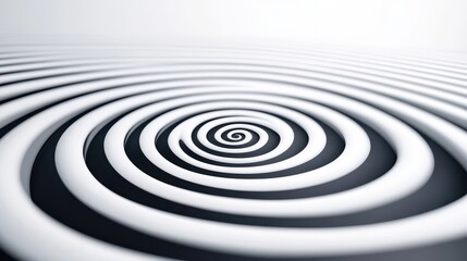 Obraz premium Explore the captivating world of an amazing optical illusion featuring intricate black and white spiral patterns that draw the viewer's eye into a mesmerizing vortex
