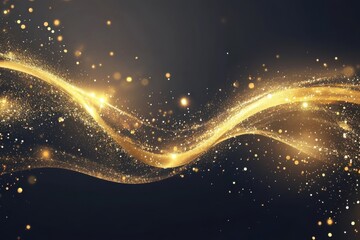 Celebratory wave design featuring sparkling gold hues and abstract elements for new year festivities and joyful occasions