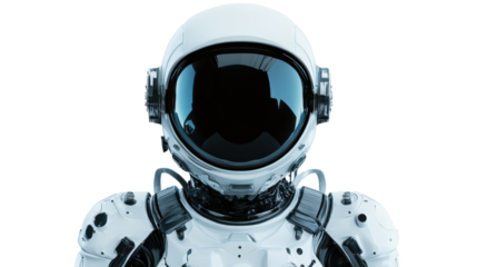Astronaut wearing spacesuit and helmet with transparent background