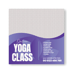 Yoga social media post or web banner template, wellness promotional ads, banner design