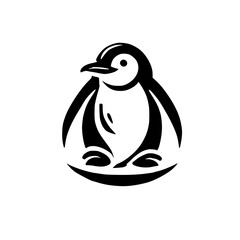 Cute Penguin: Minimalist Black and White Animal Graphic Design