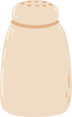 Simple vector illustration of a closed salt shaker with a perforated top and a brown band, isolated on a white background, representing cooking and seasoning
