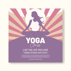 Yoga, meditation, wellness banner for social media post, ads template promotional yoga and meditation advertising template