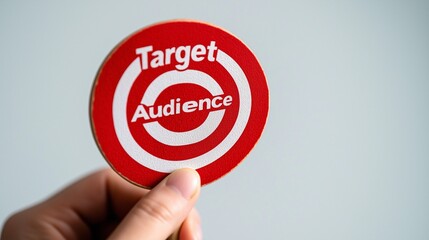 hand holding red and white target with word "Target Audience" written on it set against isolated background, concept of marketing strategy and spray audience