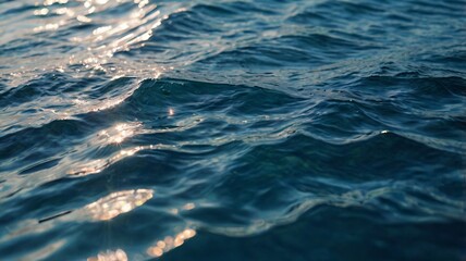Blue Sea Waves, Blue sea waves ripple across the water's surface, Close-up picture of water waves across the waters surface background