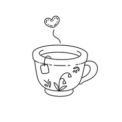 A cup of tea with a heart drawn on it