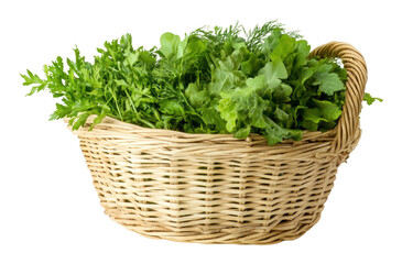 Fototapeta premium PNG Freshly picked greens in a wicker basket