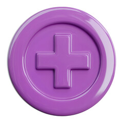 Obraz premium PNG Purple plus sign button with glossy finish