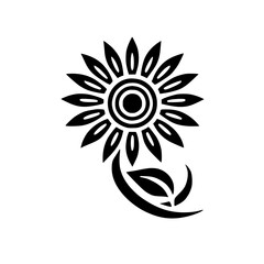 Black and White Sunflower: Elegant Minimalist Floral Design, Botanical Graphic Art, Simple Nature Illustration, Summer Vector Pattern