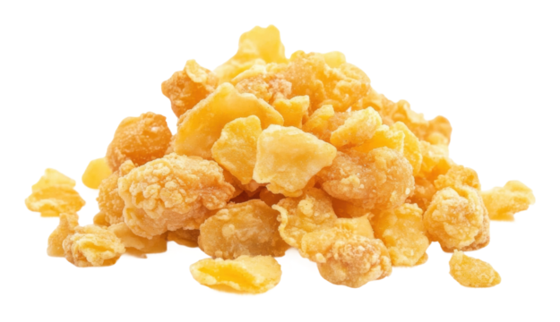 PNG Golden crunchy snack mix with various shapes