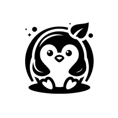 Adorable Penguin Cartoon Character Logo Design. Perfect for children's books, eco-friendly brands, and nature-themed projects.  Simple, minimalist style.