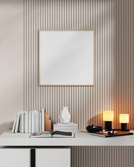 Minimalist Home Decor with Blank Poster Frame for Mockup