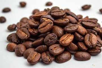 Naklejka premium coffee beans on a white background