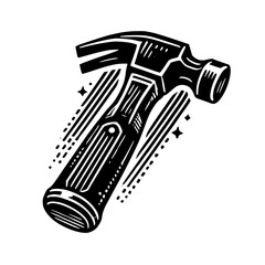 Vintage Hammer Illustration: Black and White DIY Tool Graphic Design