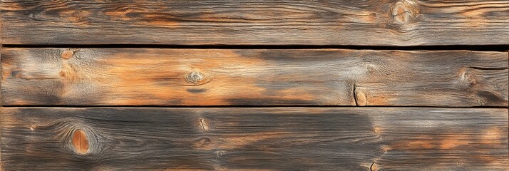 Naklejka premium Rustic wood plank surface with empty space for text overlay.