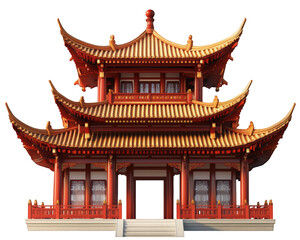 Obraz premium Traditional Chinese temple with ornate architecture and vibrant colors, showcasing intricate details and cultural significance. stunning landmark representing heritage and artistry