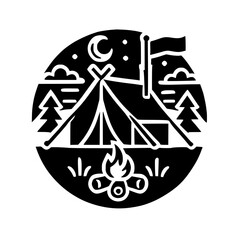 Camping Adventure: Night in the Forest - Campfire, Tent, Stars, and Tranquility