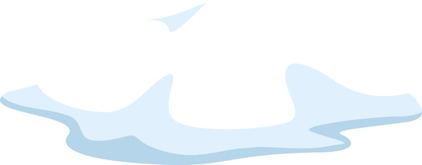 Small puddle of melted snow forming on the ground, with a delicate piece of snowflake floating gently in the air, symbolizing the arrival of spring and warmer weather