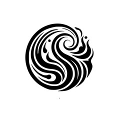 Abstract Swirl Design: Circular Monochrome Vector Graphic. Elegant and Modern Black and White Pattern. Decorative illustration with flowing curves and lines.