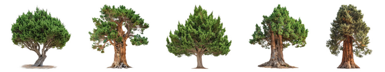 Fototapeta premium Pine tree png cut out element set, transparent background