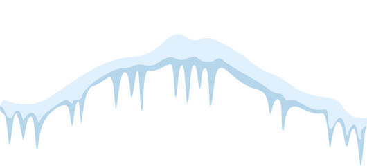 Snowdrift featuring icicles hanging down, isolated against a white background, serving as a winter decoration element. Capturing the essence of cold, frozen nature in vector illustration