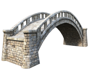 medieval European stone bridge with elegant arch design, showcasing intricate engineering and craftsmanship. This structure is perfect for historical themes and architectural studies