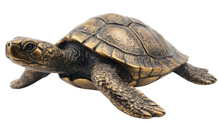 Obraz premium Bronze turtle sculpture isolated on transparent background