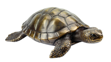 Obraz premium Bronze turtle sculpture isolated on transparent background