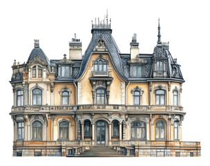 Fototapeta premium PNG Ornate historic mansion, elegantly designed